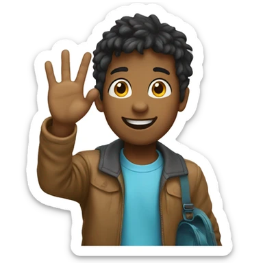 boy waving hi sticker