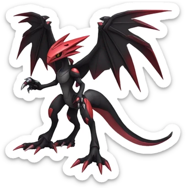  Cool Edgy Futuristic Black Red Digimon-Fakemon-Raptor-Genesect-Reptile full body sticker
