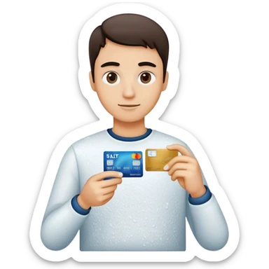 Happy with Credit Card and Pile of Salt  sticker