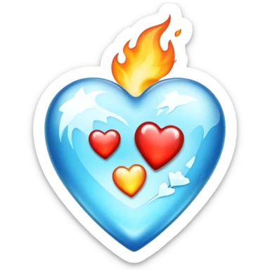 Corazones mitad fyego mitad hielo sticker