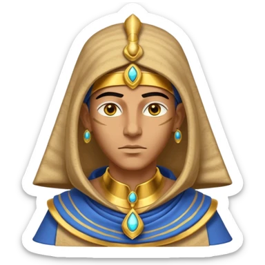 ancient pharaoh sand mage portrait, head and shoulders only, Egyptian-inspired hood collar, gold ornaments, mystical sand swirl, glowing eyes, 3D cartoon, mobile game icon style, clean background, no text, no watermark
 sticker