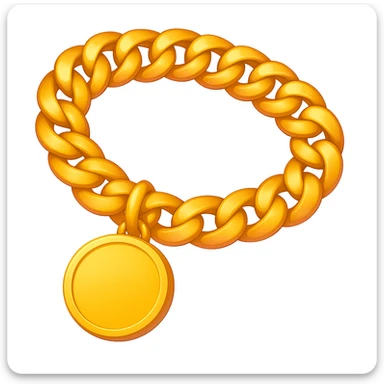 Keep the image exactly like the reference but make the circle pendant blank, in iOS emoji style. Add a slight blush to the chain. All other details and style should remain the same. sticker