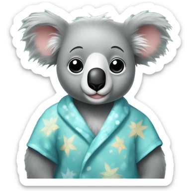 Koala wearing pajamas on Christmas Day, but he was sad, but he couldn’t play because he was sick, but he could also manifest money sticker