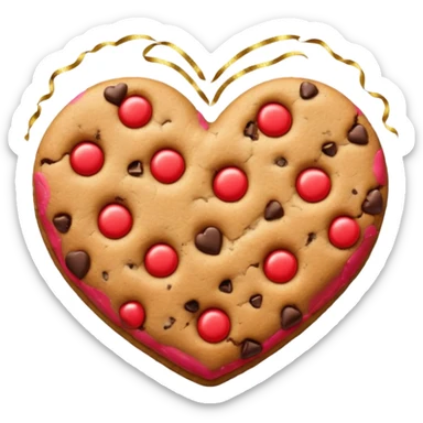 cookie heart with chips with glitter sticker