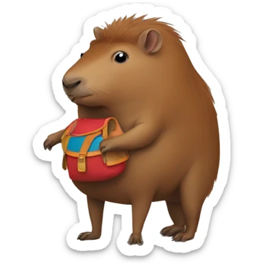 Capibara con una mochila  sticker