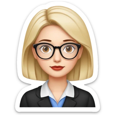 profesora con lentes y lunar en la pera lado izquierdo sticker