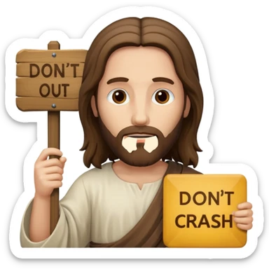 Jesus holding a sign that says don’t crash out sticker