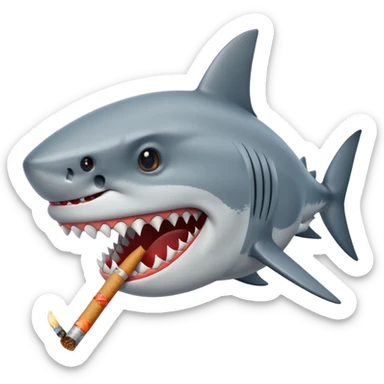 Shark face with a cigarette in its mouth sticker