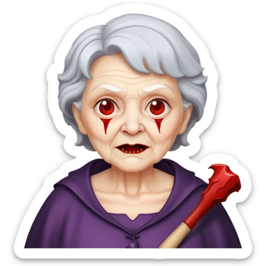 A granny with a bloody bat sticker