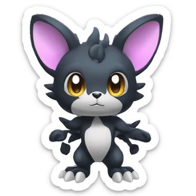 Cute cool fantasy dark-themed animal hybrid Fakemon full body sticker