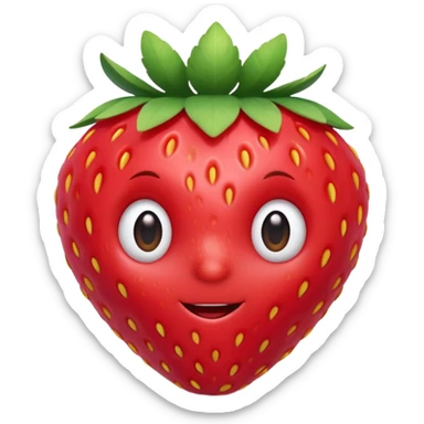 3d Full hd Pixar Style cute strawberry sticker