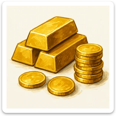 Сгенерируй мне такое золото на белом фоне, в чуть рисованном стиле, без надписей sticker