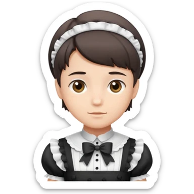 Guy with short hair wearing a cute maid dress sticker