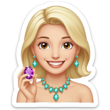 gem lover woman with gem accessories excessive amount sticker