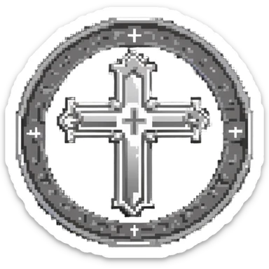 antique medieval silver coin with cross symbol sticker