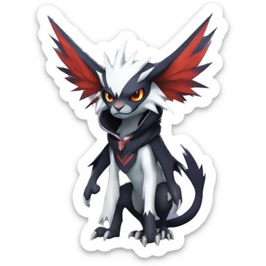 Cool Dark Edgy Absol-Noivern-Quilava-Litten-Pokémon with edgy stripes hoodie spiked collar punk Full Body sticker