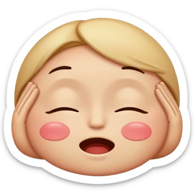 embarrassed, blushing, with closed eyes, and shaped like a traditional emoji sticker