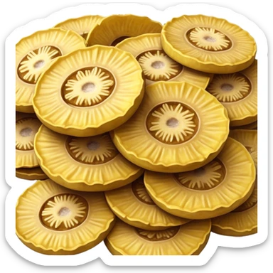 Patacones Cinematic Realistic Patacones Dish Emoji, depicted as crushed, crispy plantain discs, rendered with rich textures and dynamic, natural lighting. sticker