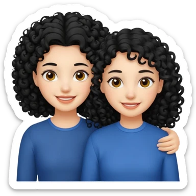 a pretty bratz fair girl with curly black hair with another girl bestfriend sticker