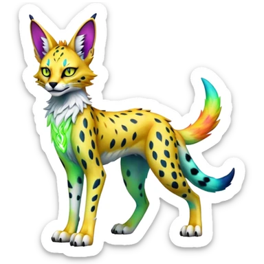 Epic Edgy Colorful ethereal eldritch Sergal-Serval-Vernid full body sticker