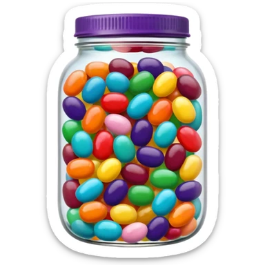 A Jar Without A Face & With Red, Orange, Yellow, Green, Dark Green, Blue, Purple, Indigo, Violet, Pink, Brown, White, Grey, Black, Cyan, Magenta, Maroon, Beige, Lavender & Teal Colored Jelly Beans Inside sticker
