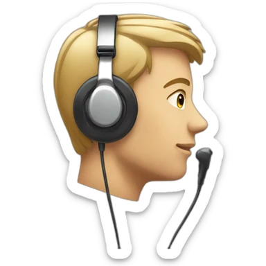Side profile of an emoji wearing an earpiece sticker