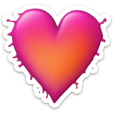 Light Pink to dark pink ombré heart with orange paint splatter sticker