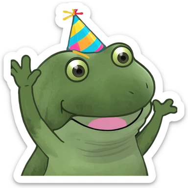 a bufo frog waving with a big smile sticker
