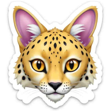 Colorful shiny albino melanistic Caracal-Cheetah-Serval-Trico-Sergal-Vernid-fusion-hybrid-animal-creature, dull body sticker