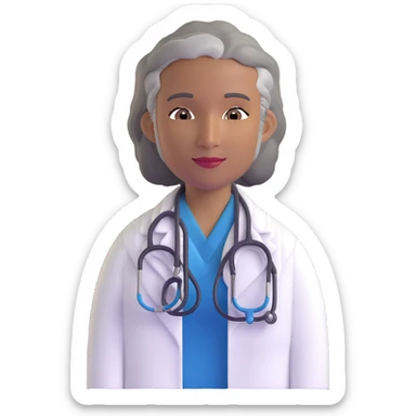 mature 60 year old doctor with stethoscope, gray hair, medium-dark tan skin tone, cinnamon skin, professional looking but not elderly sticker