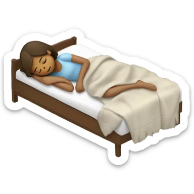 sleeping in bed brown hair girl with gray blanket sticker