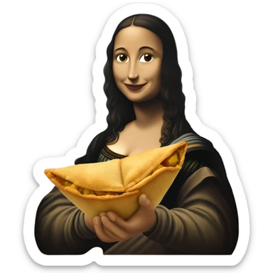 mona lisa eating samosa sticker
