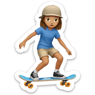 Une petite fille qui a un style de garçon manqué  sur un skateboard  sticker