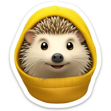 Hedgehog wearing a yellow beanie sticker