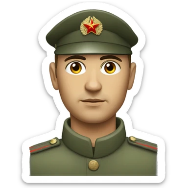 realistic ussr soldier serious with military takes sticker