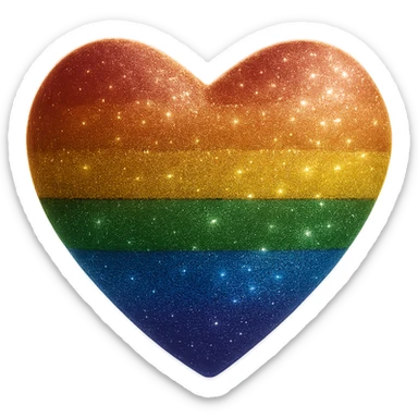 Add a soft glow effect around the 3D floating glitter pride heart in a photorealistic style. Keep the image with no background. sticker