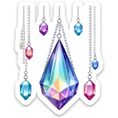 Iridescent big giant glistening glossy sparkly shiny glittery hanging crystals pearls and beads and gemstones decorations sticker