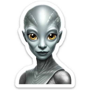 reptilian alien woman in silver sticker