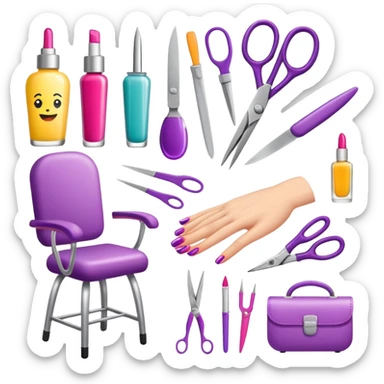 Create a cohesive and stylish set of emojis specifically for a professional nail technician.  sticker