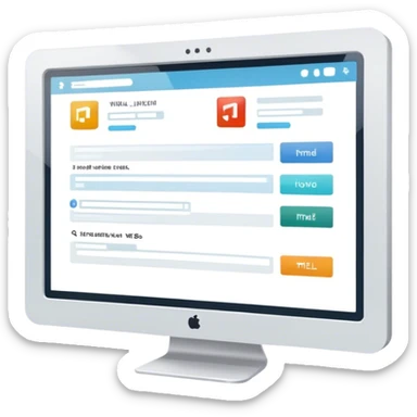 Create an emoji for UX/UI design. Show a program interface with two windows: one displaying HTML code, and the other showing the completed web interface. Use modern, professional colors. Do not include any emojis or smiley faces. Make the background transparent. sticker