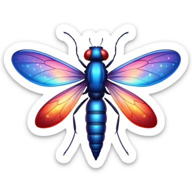 glitter red and blue firefly sticker