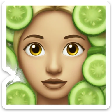 girl facial with cucumbers on her eyes sticker