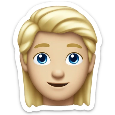 Create a bust emoji of a blonde boy with blue eyes, hair combed to the left sticker