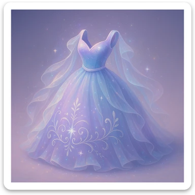 Transform this red ballgown into an even more fancy, ethereal, and mystical dress, combining fantasy and Disney princess elements. Add magical sparkles, flowing layers, and a dreamy, otherworldly aura. Style should reflect a fantasy Disney princess look with ethereal and mystical qualities. sticker