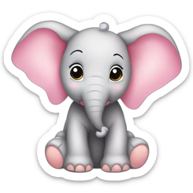 elephant baby pink bow sticker