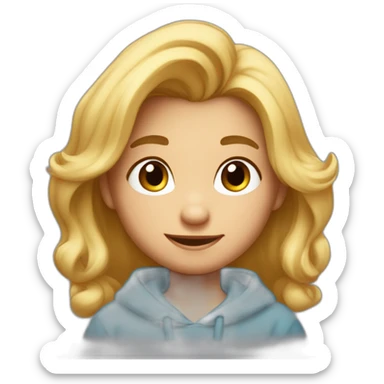 imágen al estilo de Disney Pixar de un niño rubio con pelo liso, blanco, con pecas en la cara y una sudadera  sticker