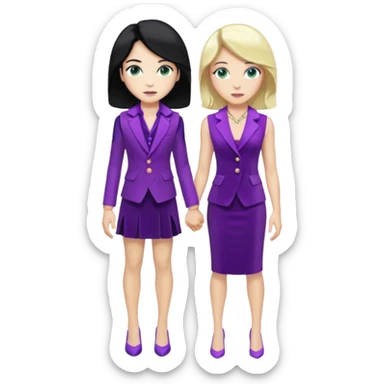 prince, standing upright, black Hair, blue eyes, garment,  woman, bending knee, sleveless white dress, blonde hair, green eyes, sticker