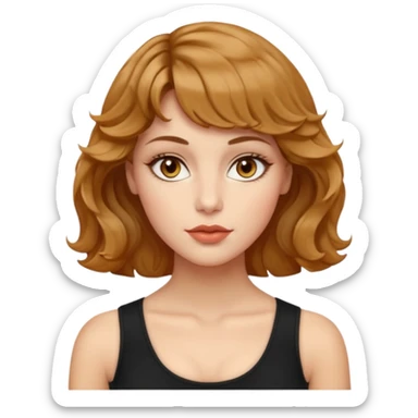 Dalgalı saçlı, hafif perçemli; kehribar gözlü, küçük kalkık burunlu ve dolgun dudaklı. Oval yüzlü, çıkık elmacık kemikli. Omuzları geniş, beli ince, kalçası dolgun.şık bir tarzda, dikkat çekici bir kadın. siyah üstü olucak. sticker