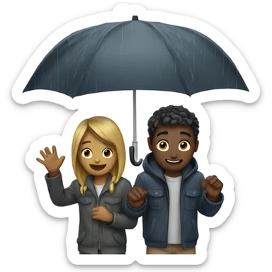 4 friends playing in the rain sticker