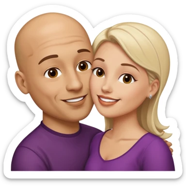 Bald Hispanic man kissing white dark blonde woman sticker
